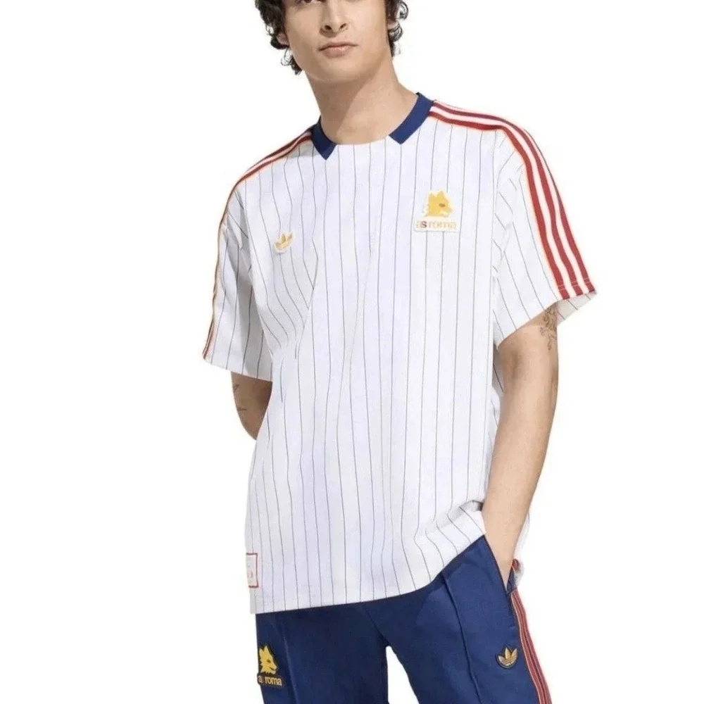 Mens Size 2XL XXL - Adidas AS Roma Terrace Icon White Soccer Jersey JM2128